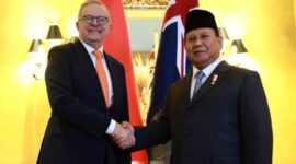Presiden Prabowo Subianto saat menerima kunjungan kehormatan PM Australia di Lima, Peru, Kamis (14/11/2024). (Dok. Tim Media Prabowo)